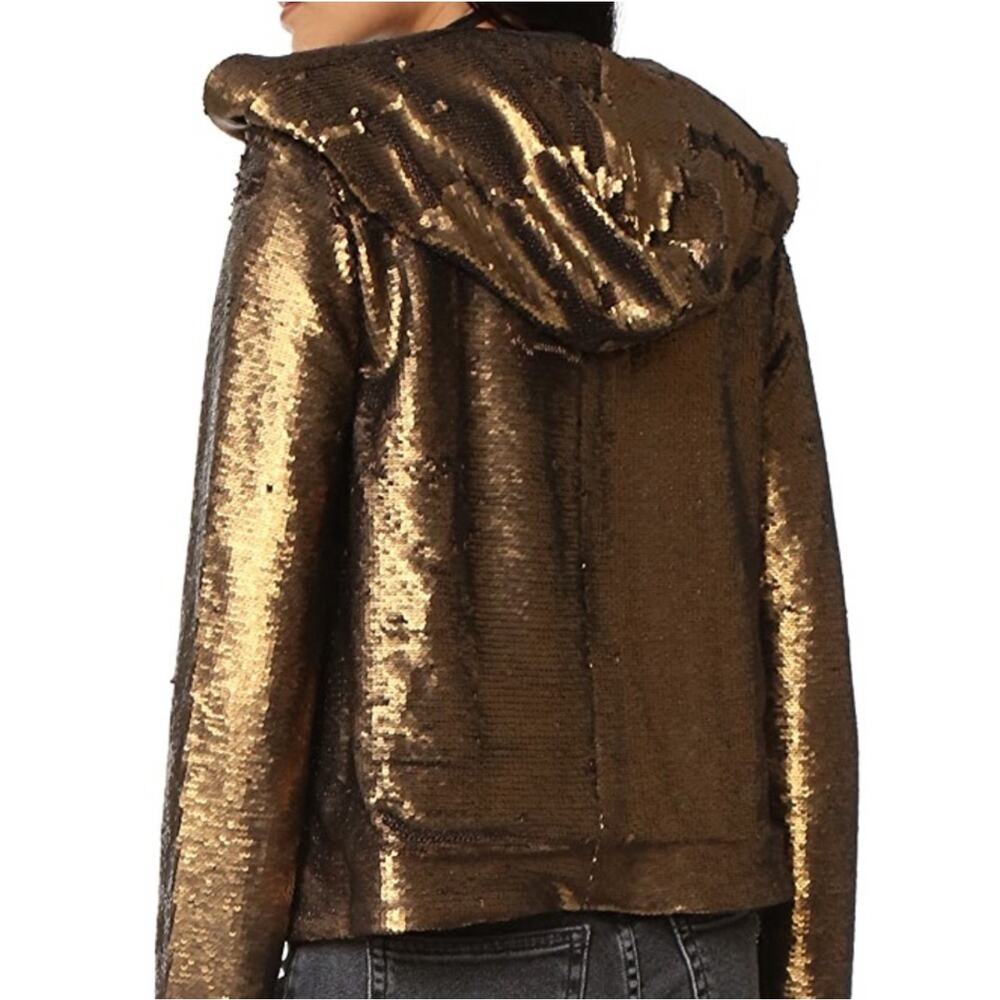 FREE PEOPLE Women’s Terra Cooper Sequined Hooded Jacket size medium - Picture 3 of 10